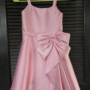Pink Satin Bow-Detail Girls' Dress